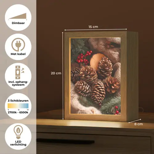 Dennenappels - Boom - Winter - Natuur - Bruin Light Box met kabel (Tafellamp) klein -USP_NL