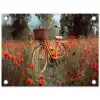 Oranje fiets - Klaprozen - Bomen tuinposter los doek klein -3d