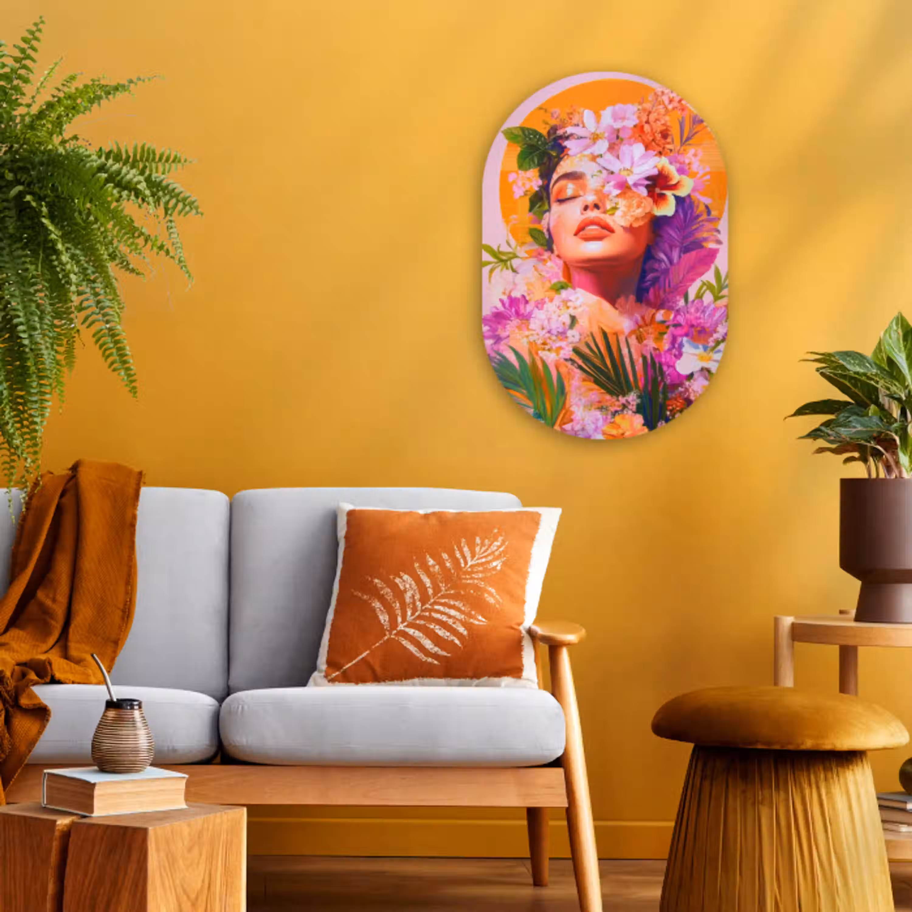 Vrouw - Abstract - Cirkel - Bloemen Wandcirkel Ovaal Forex klein -sfeer4