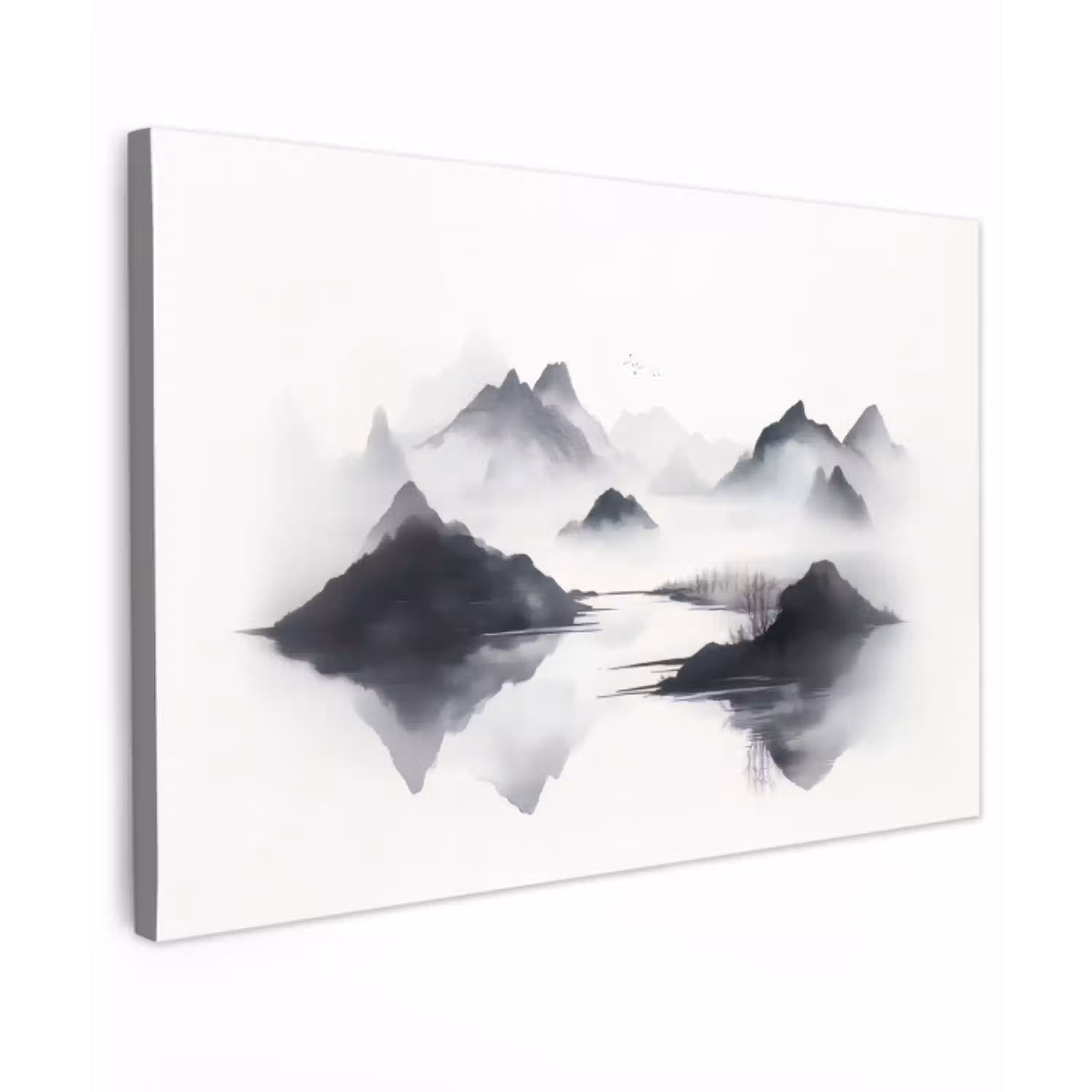 Bergen - Mistig - Water - Wit canvas 2cm klein -z3d