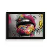 Lippen - Graffiti - Expressief fotolijst zwart zonder passe partout klein -3d