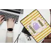 More coffee - Geel - Paars - Strepen - Mok laptophoes neopreen klein -bureau