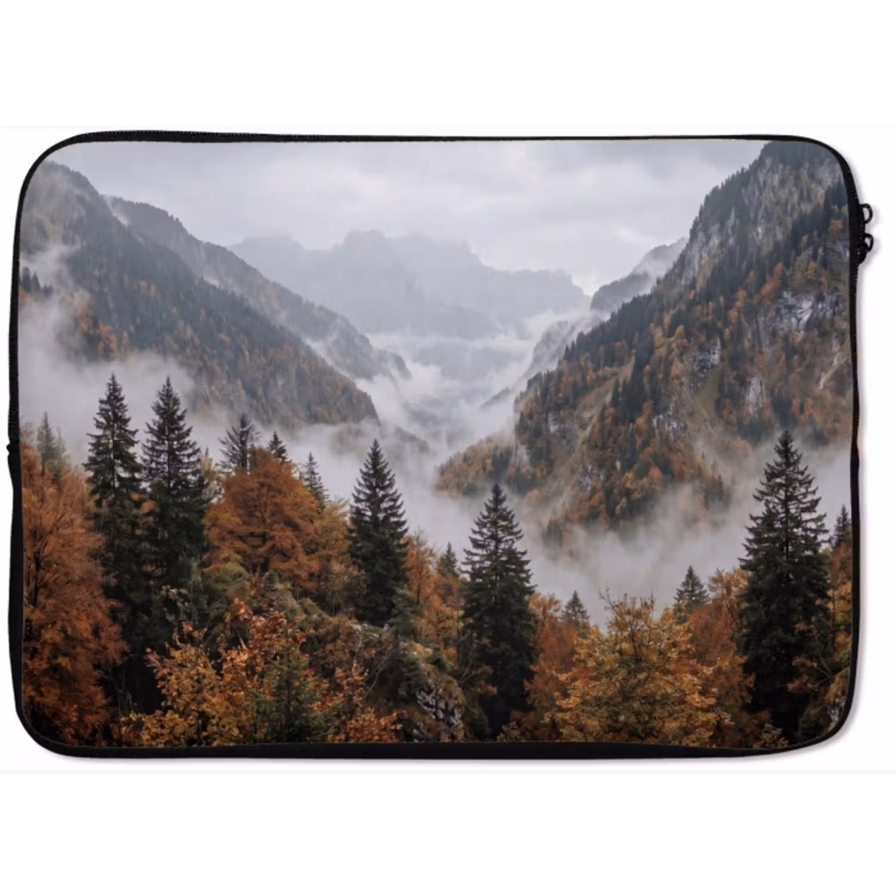 Bergen - Vallei - Mist - Herfst - Natuur laptophoes neopreen klein -zkaufland3dotto
