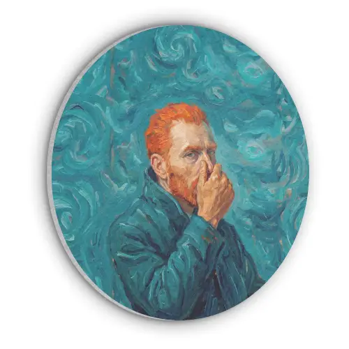 Portret - Klassiek - Blauw Akoestische PET Vilt - Rond klein -3d