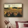 Zonnebloem - Veld - Windmolen Textielframe zwart klein -sfeer1