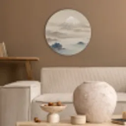Japans - Landschap - Beige Akoestische PET Vilt - Rond klein -sfeer1