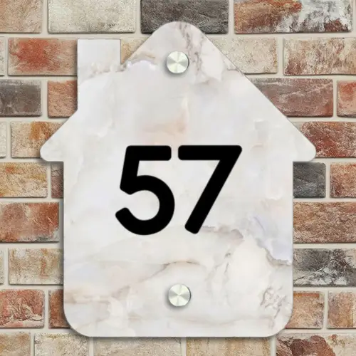 Beige marmer - Modern Naambord Huisje klein -sfeer6