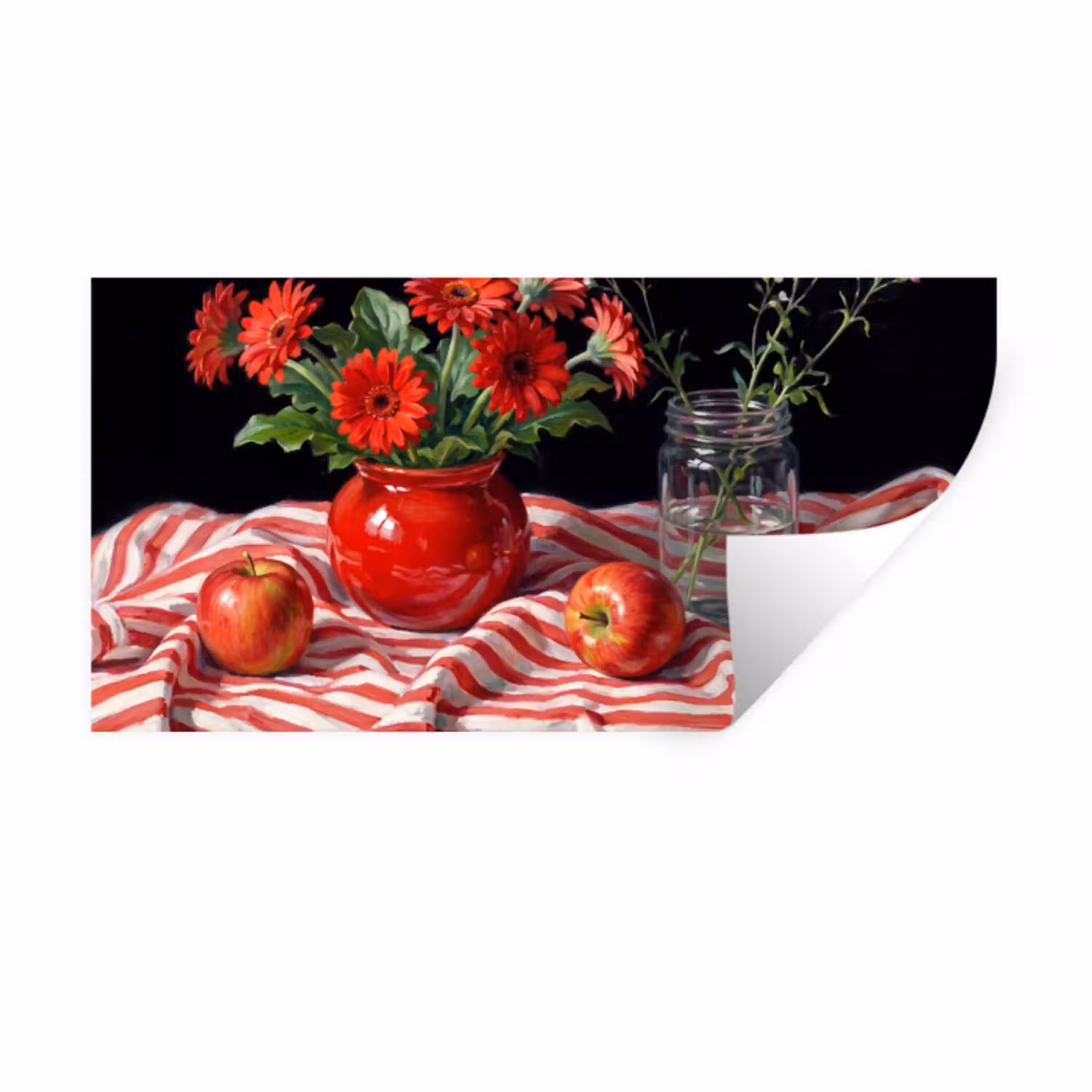 Rode bloemen - Vaas Muursticker klein -3d