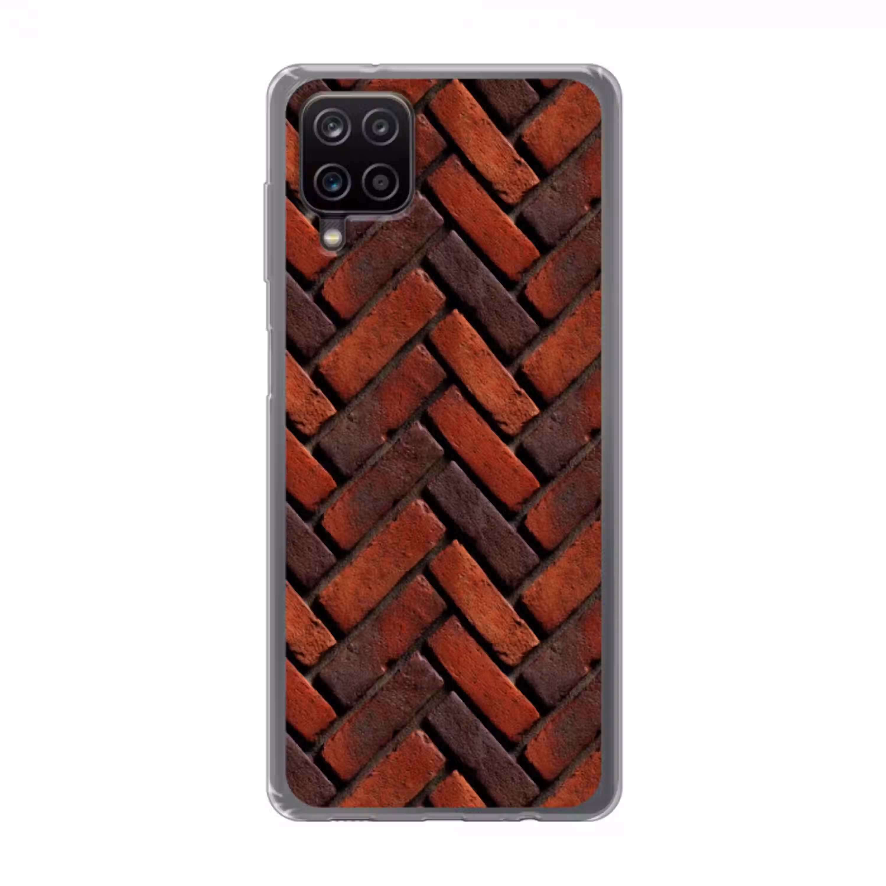 Bakstenen - Visgraat - Structuur - Roodbruin Telefoonhoesje Samsung Galaxy A12 klein 372 -3d