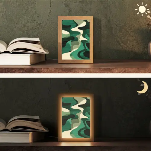 Abstract - Camouflage - Groen Light Box met kabel (Tafellamp) klein -sfeer3