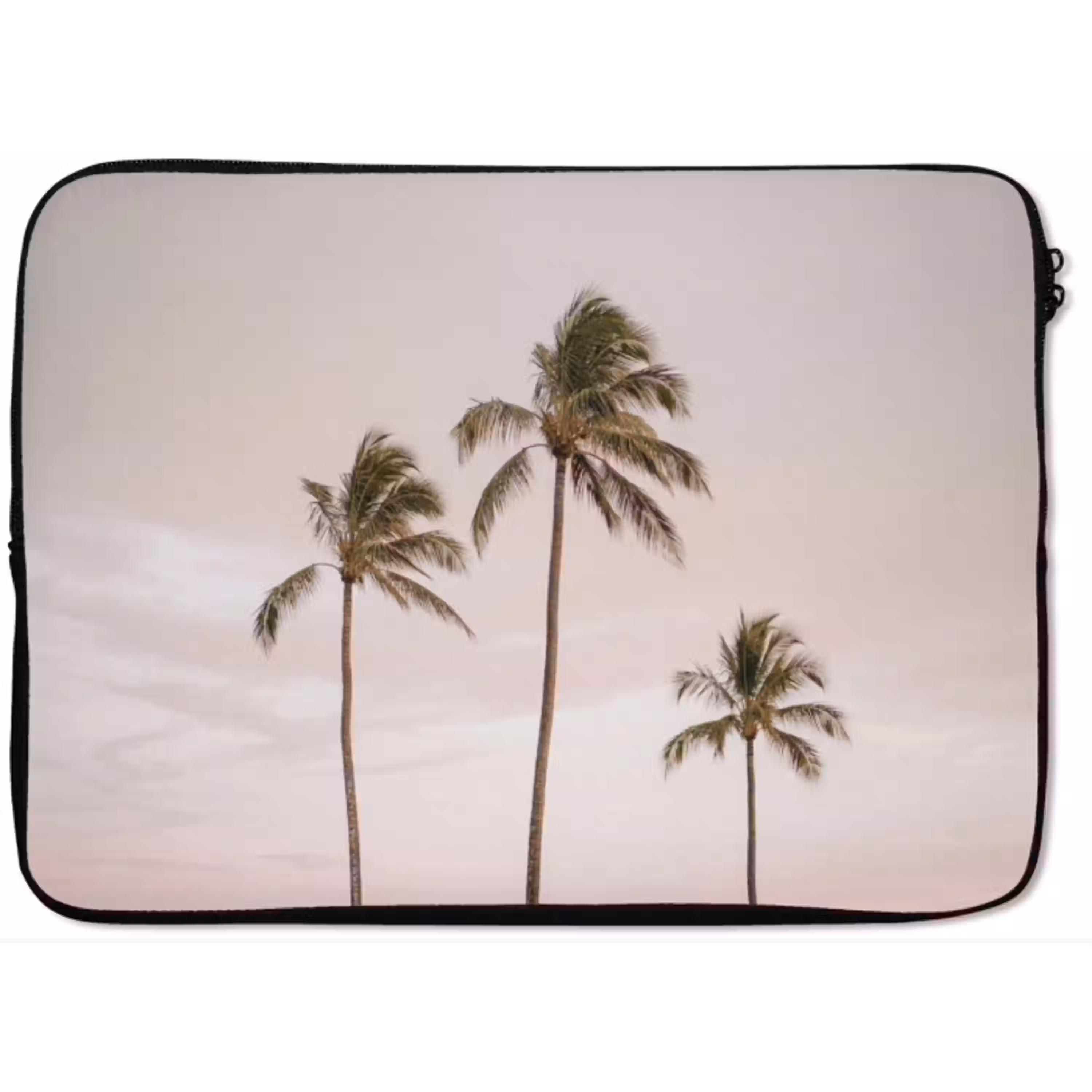 Palmbomen - Zonsondergang - Roze laptophoes neopreen klein -zkaufland3dotto