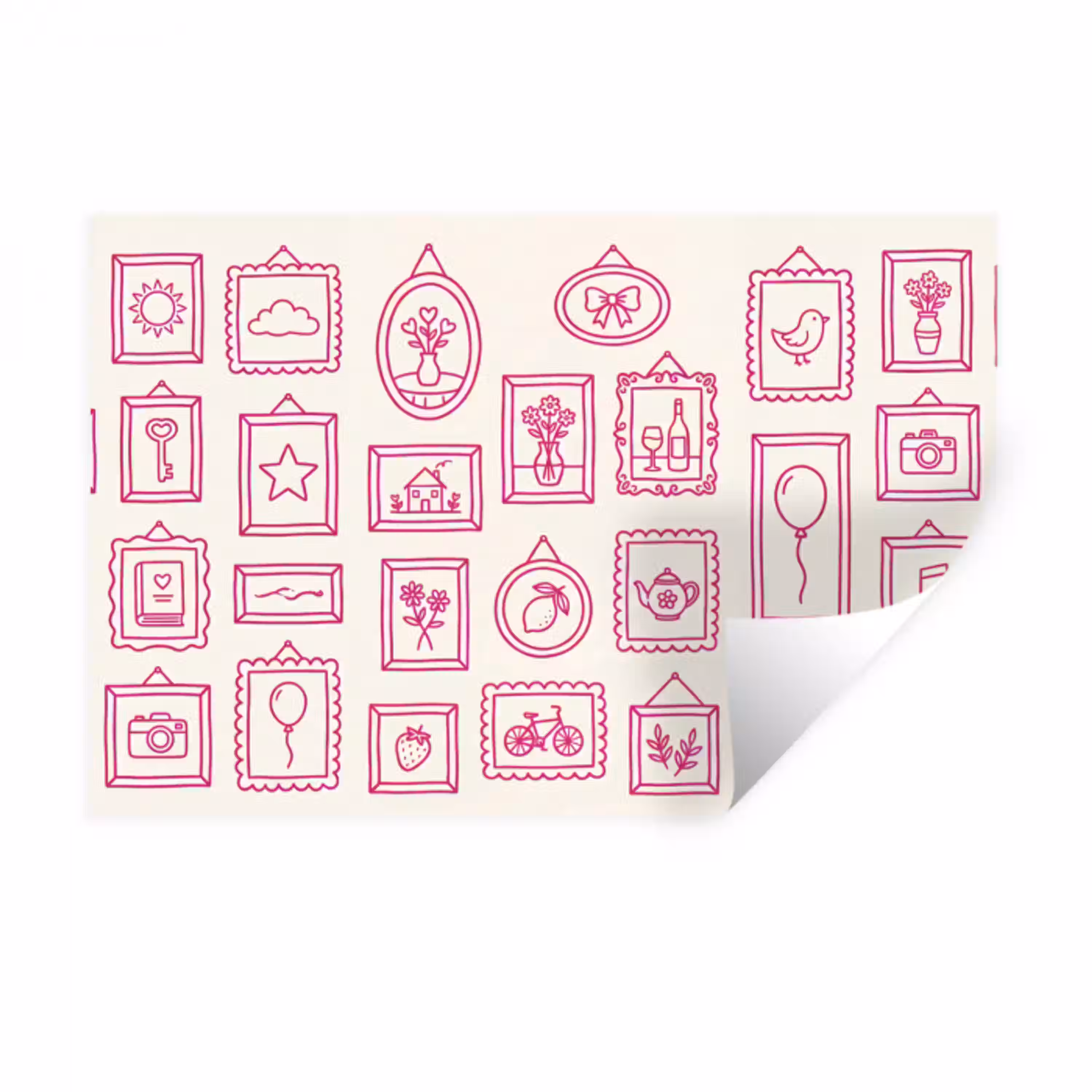 Illustratie - Collectie - Kunst - Minimalistisch - Roze Muursticker klein -3d