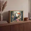 Toekan - Vogels - Bloemen - Planten - Tropisch Light Box met batterij (Wandlamp) middel -sfeer2