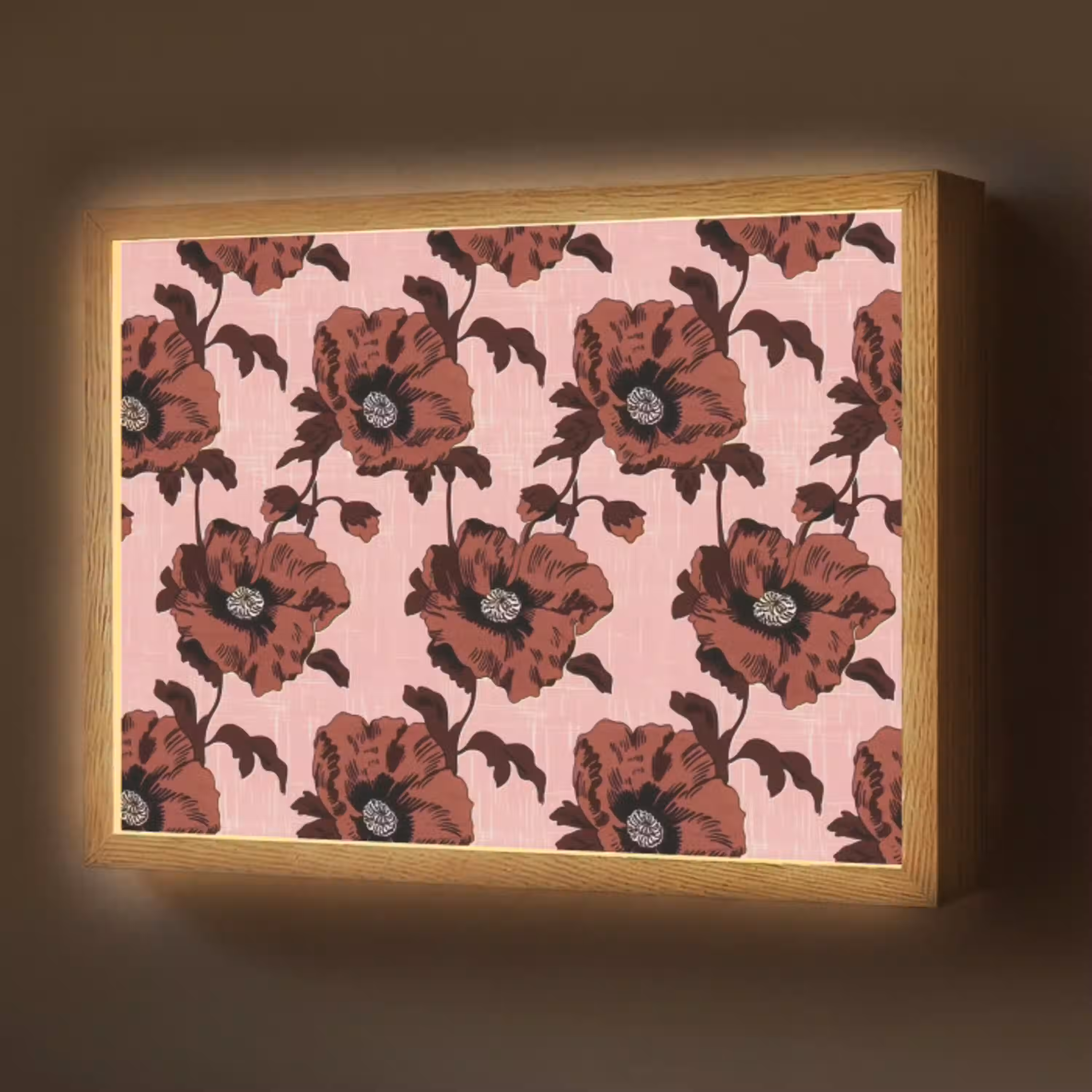 Bloemen - Retro - Rood Light Box met batterij (Wandlamp) middel 907 -z3d_website