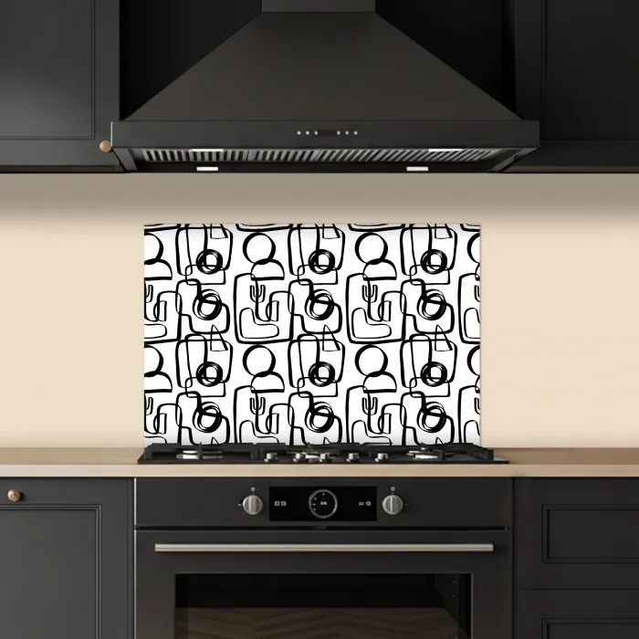 Lijnen - Zwart - Vorm - Abstract keuken achterwand spatscherm klein 900 -sfeer1