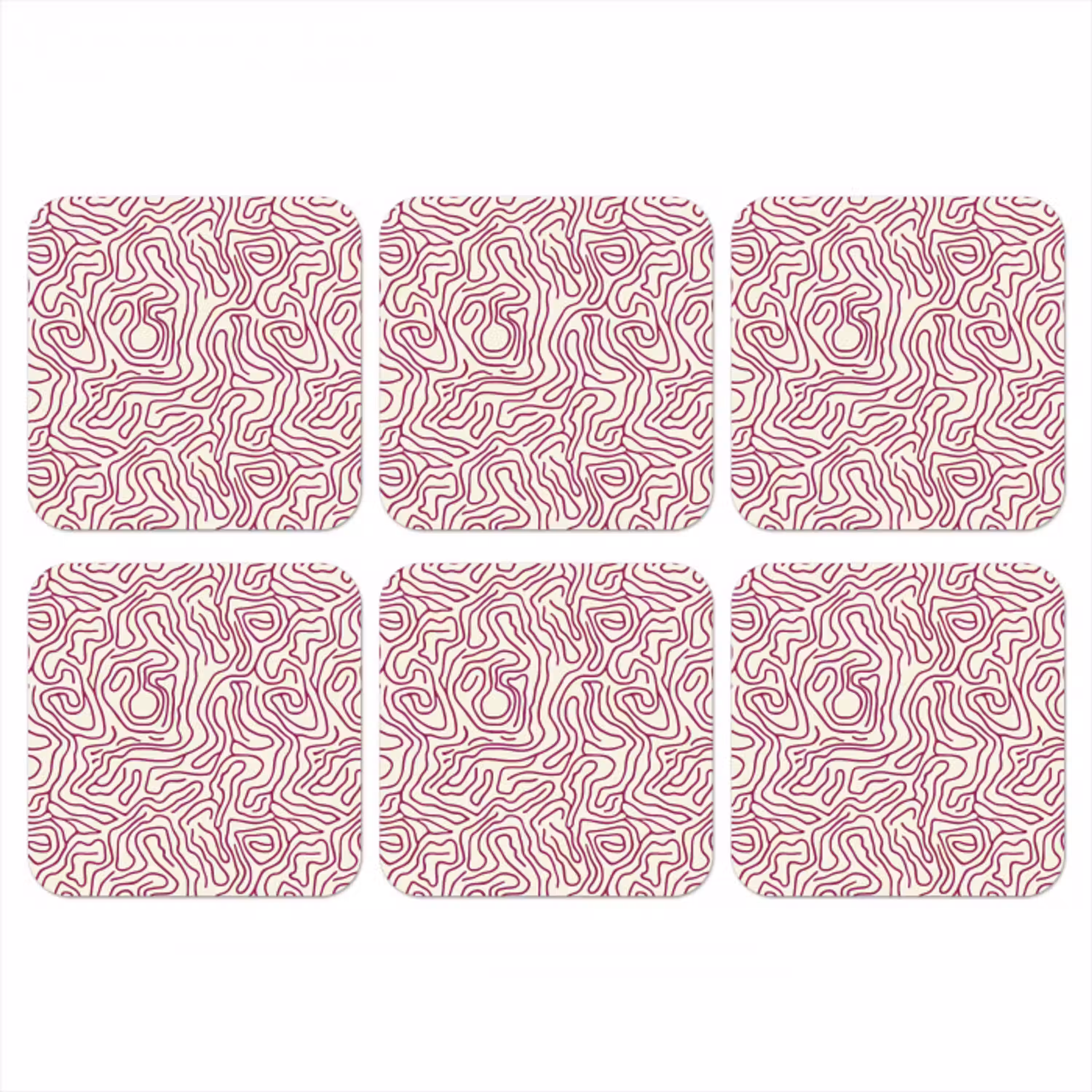 Kronkelende lijn - Magenta - Crème onderzetter kurk middel 366 -3d