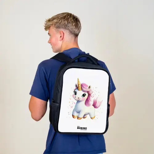 Witte eenhoorn met roze manen Rugzak - Zwart middel -sfeer8