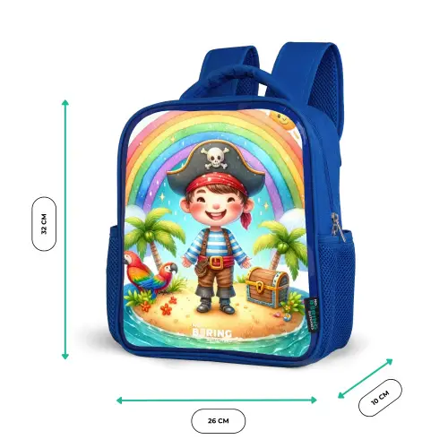 Piraat op een eiland met een schat Kinderrugzak - Blauw middel -productfoto_formaten