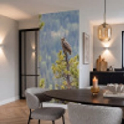 Uil - Oehoe - Bomen - Natuur Behang Vlies klein -sfeer3
