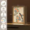 Vogel - Tak - Bloemen - Oranje Light Box met kabel (Tafellamp) klein -USP_NL