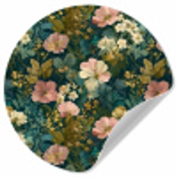 Wilde bloemen - Botanisch - Patroon - Roze - Romantisch Wandcirkel behangsticker klein 186 -3d