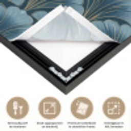 Patroon - Ginkgoblad - Blauw Textielframe zwart klein 947 -USP_feed_closeupNL