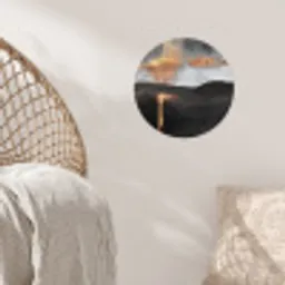 Abstract - Gold - Chic - Zwart - Grijs Wandcirkel behangsticker klein -sfeer4