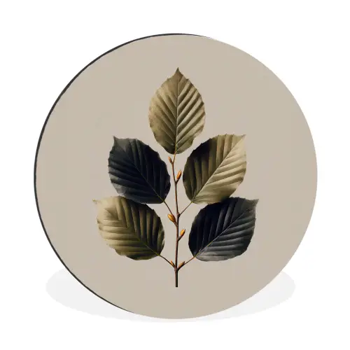 Beukenbladeren - Bruin - Groen - neutraal Wandcirkel aluminium klein -3d