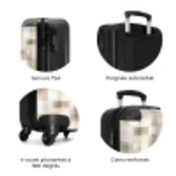 Textuur - Linnen - Beige NBS - Handbagage koffer - Volwassenen Unisex middel zzzzzzzbolletjes_FR