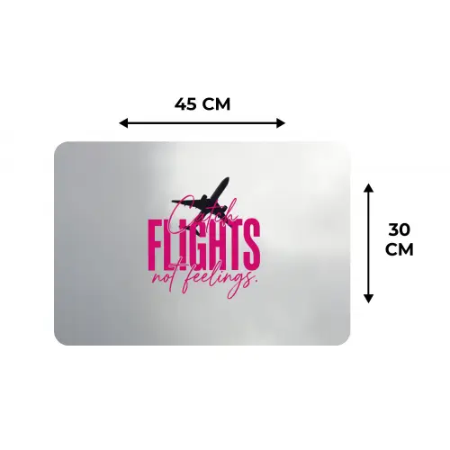 Catch flights not feelings - Vliegtuig - Roze Placemat vinyl groot -specs