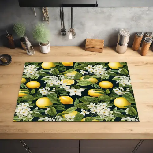Hangende - Citroenen - Witte - Bloemetjes Inductie beschermer vinyl 3mm klein 276 -sfeer5