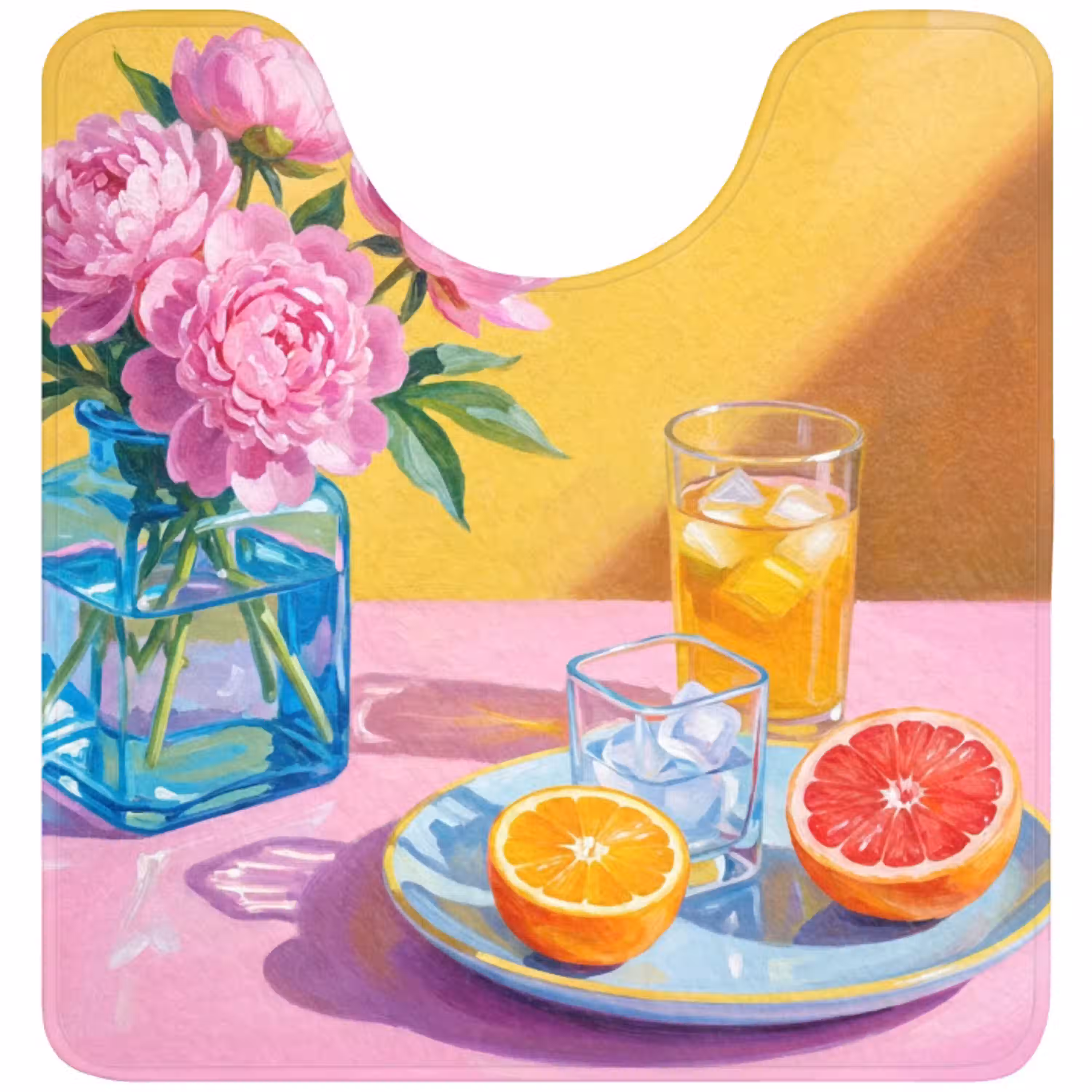 Bloemen - Roze - Modern WCmat U-uitsnede middel -3d