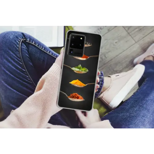 Kruiden - Lepel - Specerijen - Zwart - Italiaans Telefoonhoesje Samsung Galaxy S20 Ultra klein -handS20Ultra
