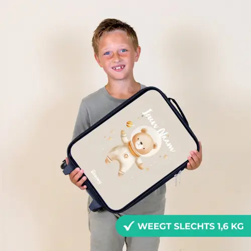 Beige ruimtebeer zweeft tussen sterren Kinderkoffer - Zwart klein -sfeer4_NL