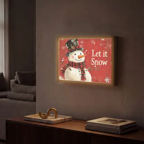 Sneeuwpret - Winter - Sneeuwpop Light Box met batterij (Wandlamp) middel -sfeer1