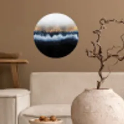 Abstract - Goud - Luxe - Blauw Wandcirkel behangsticker klein -sfeer1