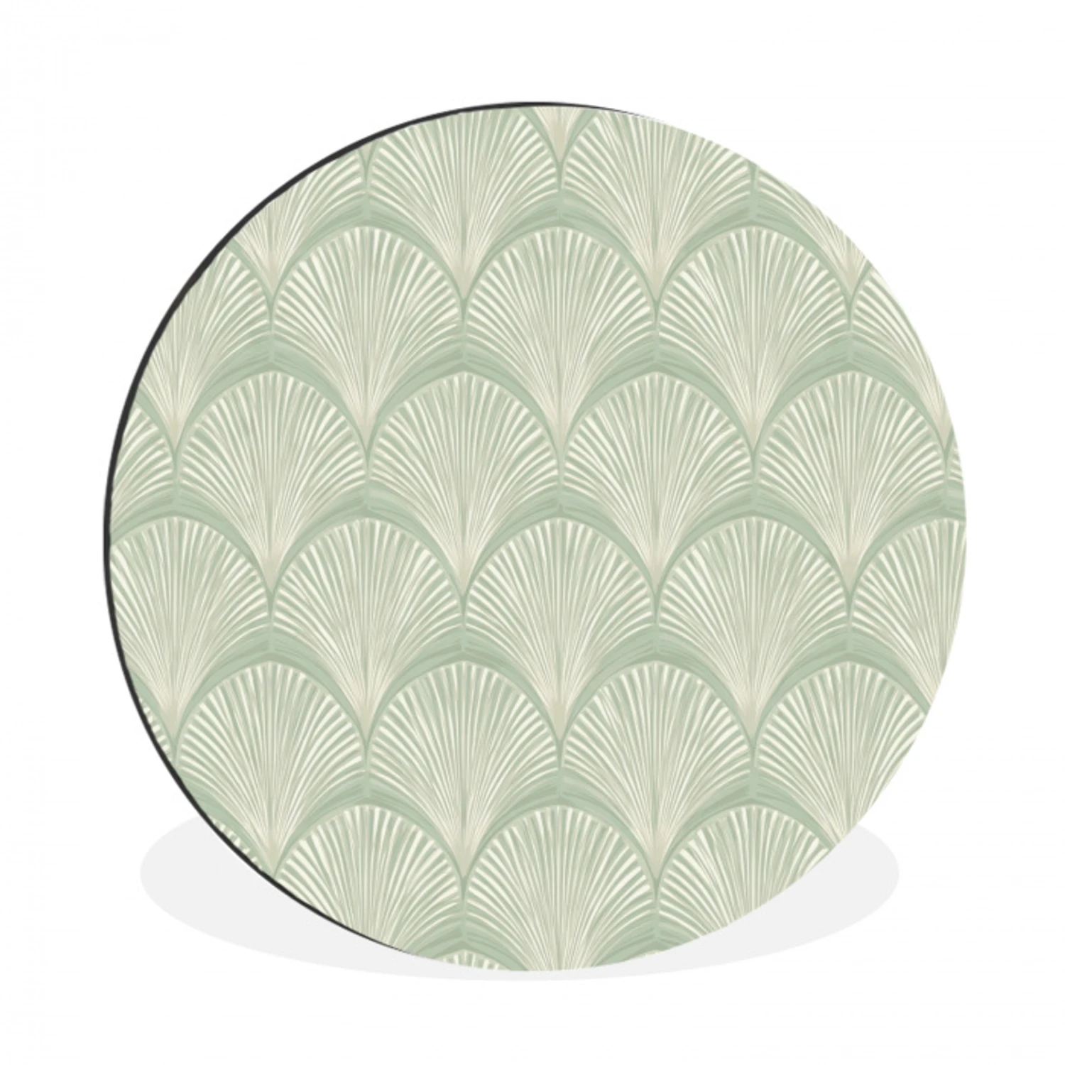 Waaiers - Patroon - Groen Wandcirkel aluminium klein 190 -3d