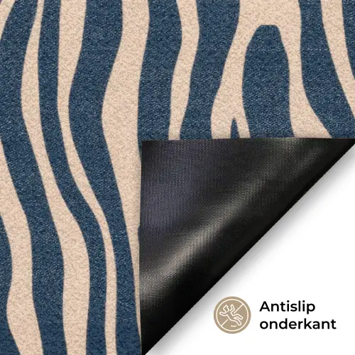 Zebra - Patroon - Blauw - Beige Deurmat klein 898 -antislip_NL