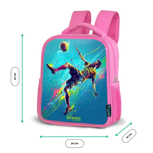 Neon - Voetbal - Schop - Kleurrijk Kinderrugzak - Roze middel -productfoto_formaten