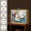 Bloemen - Wit - Goud - Kunst - Abstract Light Box met batterij (Wandlamp) middel -USP_websiteoverzichtNL
