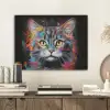 Kat - Graffiti - Dieren - Kleuren - Grijs PET vilt klein -sfeer1