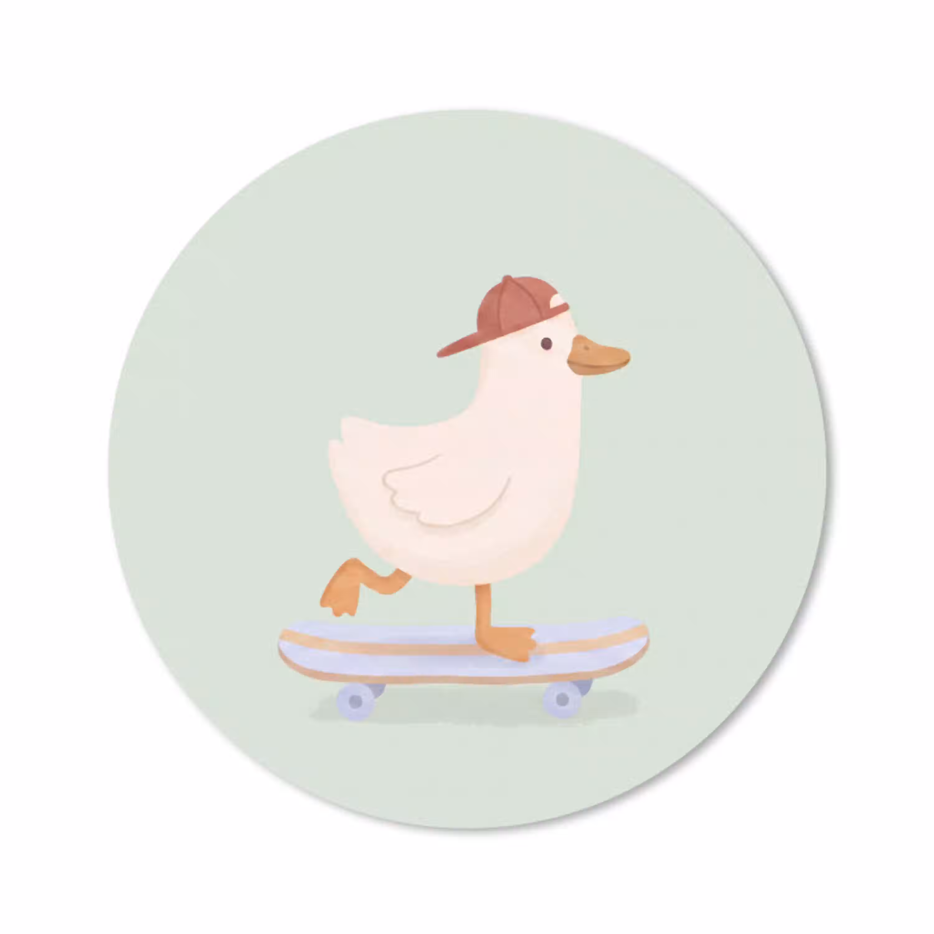 Vogel - Skateboard - Dieren - Cartoon - Speels Muismat rond klein -3d