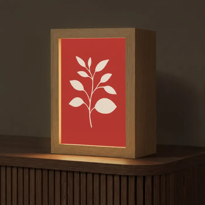 Silhouet - Bladeren - Tak Light Box met kabel (Tafellamp) klein -z3d_website