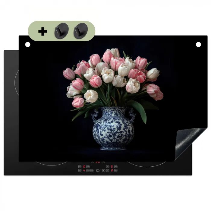 Bloemen - Roze - Tulpen - Vaas Inductie beschemer met haakjes klein -3d