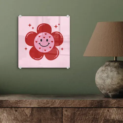Bloem - Roze - Hartjes plexiglas 5mm klein -sfeer3