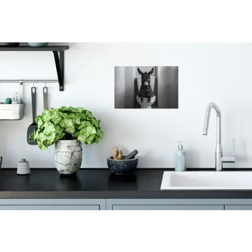 Ezel - Telefoon - Toilet - Zwart - Wit Muursticker klein -keuken
