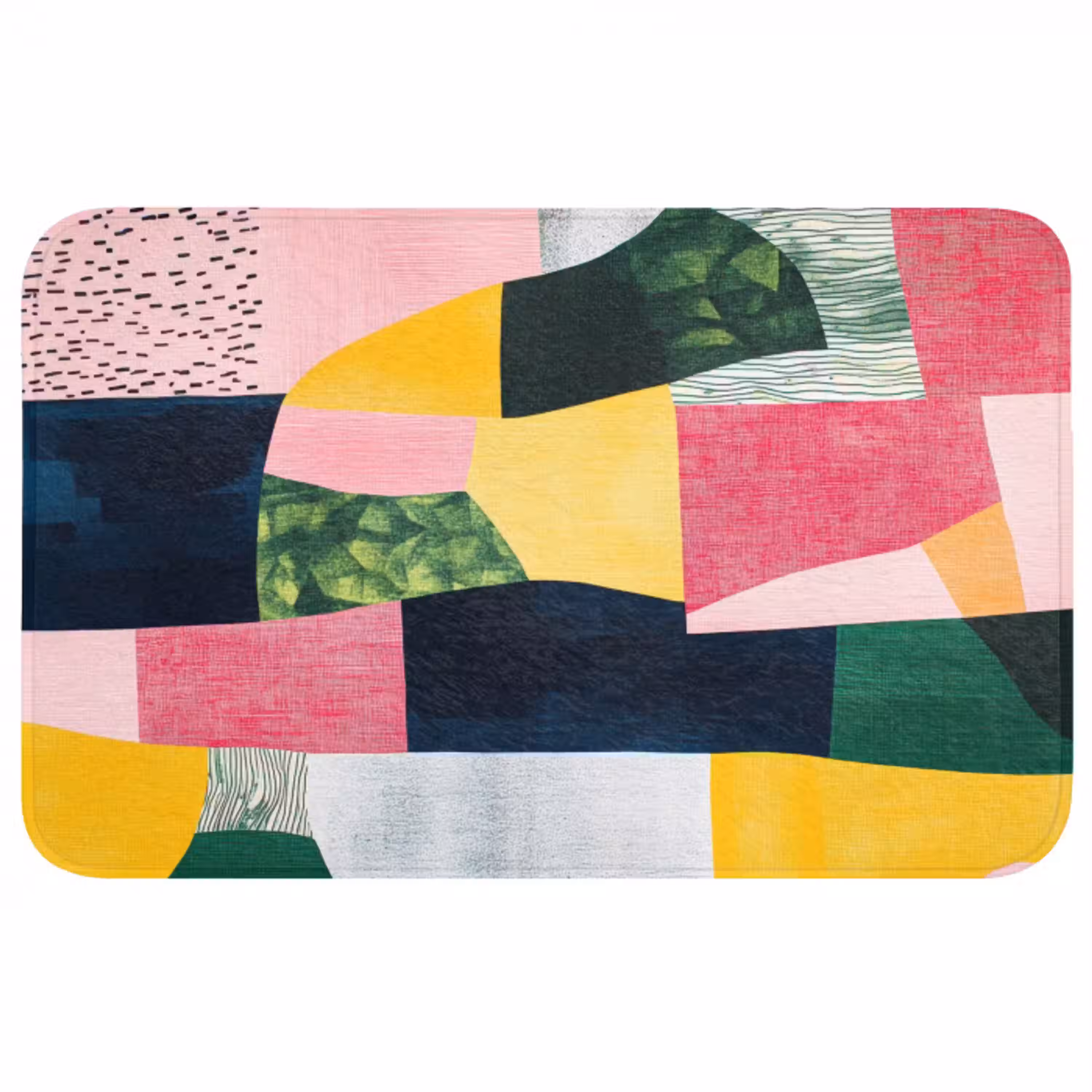 Abstract - Roze - Lappen - Vormen - Geel WCmat middel -3d