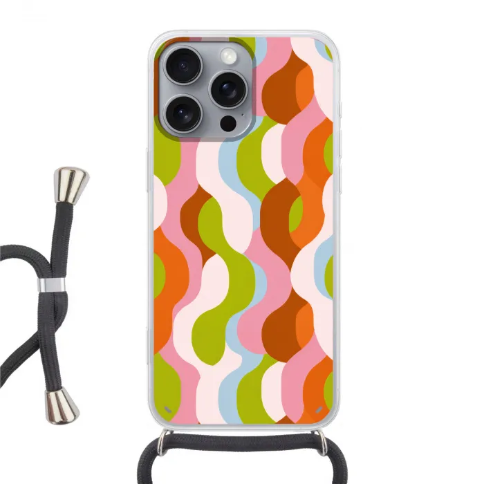 Abstract - Vormen - Roze Hoesje iPhone 16 Pro Max met koord klein -3d