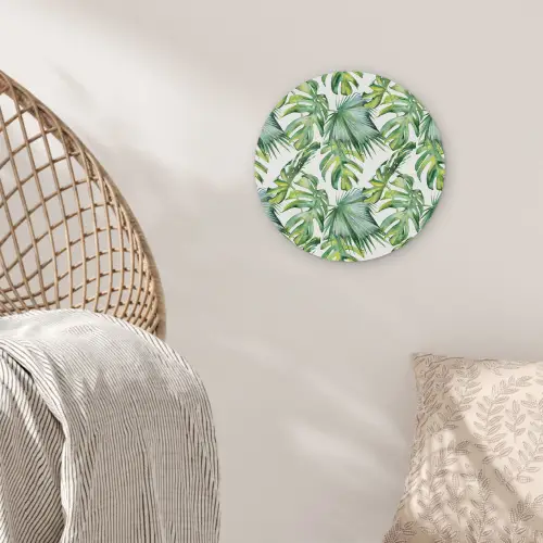 Bohemian - Bladeren - Bloemen - Tropisch Akoestische PET Vilt - Rond klein -sfeer4