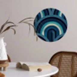 Bogen - Geometrisch - Patroon - Blauw - Retro Wandcirkel behangsticker klein 186 -sfeer3